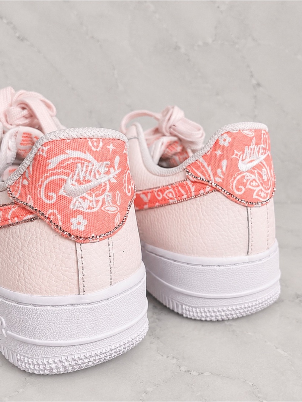 Custom Nike Air Force 1 Pink Paisley Crystal Sneakers | Women’s 9.5 - Picture 9 of 10